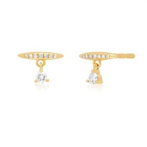 Giftable Pair of EF Collection Diamond Arc Studs With Diamond Dangle
